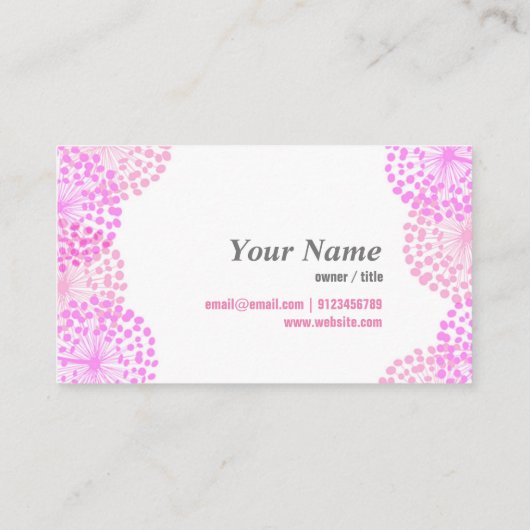 名刺 – ピンクのタンポポ (裏面)