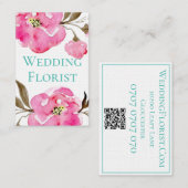 名刺 - ピンクの花柄デザイン (正面/裏面)