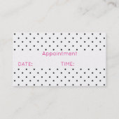 名刺/ブラック水玉模様（ホットピンクの唇あり） 予約カード (裏面)