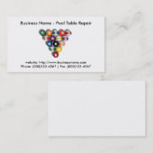 名刺:プールテーブルの修復 名刺 (正面/裏面)