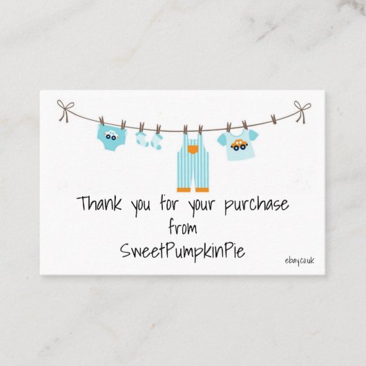 名刺 - ベビー男の子衣類洗濯ライン (正面)