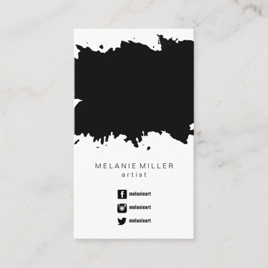 名刺-ペンキの（ばちゃばちゃ）跳ねるの黒 名刺 (正面)