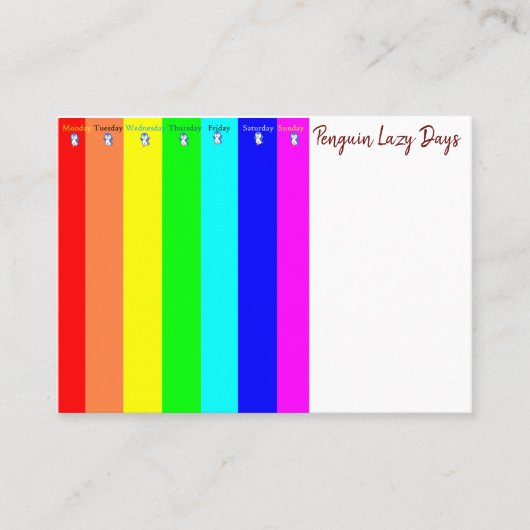 名刺，ペンギン怠惰日名刺 名刺 (正面)