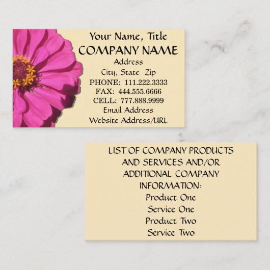 名刺 – マゼンタ《植物》百日草 (正面/裏面)