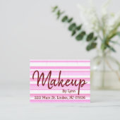 名刺、メイクアップピンク&ホワイト名刺 名刺 (スタンド正面)