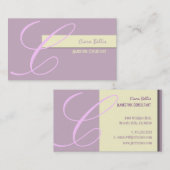 名刺, ラベンダーカラーの女の子のモノグラム 名刺 (正面/裏面)