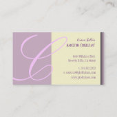 名刺, ラベンダーカラーの女の子のモノグラム 名刺 (裏面)