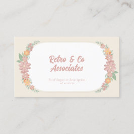 名刺、レトロパステルフラワーロゴなし 名刺