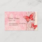 名刺 – レース、ピンク、蝶 (裏面)