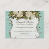 名刺-ヴィンテージのマグノリアの花柄のダマスク織 名刺 (裏面)