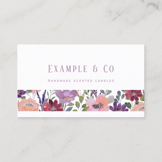 名刺、ヴィンテージ水彩花 名刺 (裏面)