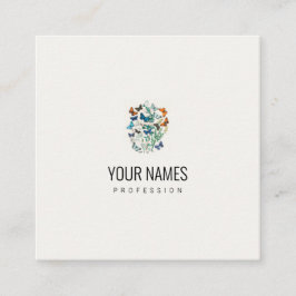 名刺：ヴィンテージ蝶イラストレーション スクエア名刺