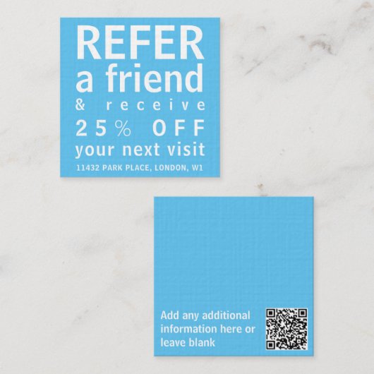 名刺 – 友人のスカイブルーを参照 (正面/裏面)