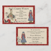 名刺:: 国の農場で働く女性及び動物 名刺 (正面/裏面)