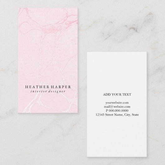名刺-大理石のピンク 名刺 (正面/裏面)