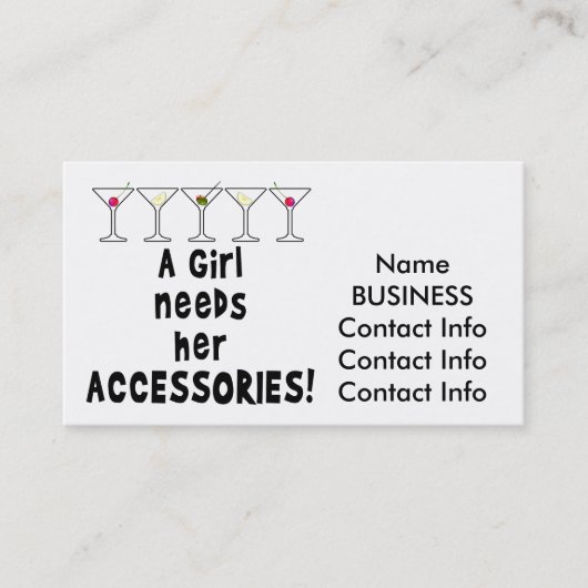 名刺-女の子は彼女の付属品を必要とします 名刺 (正面)