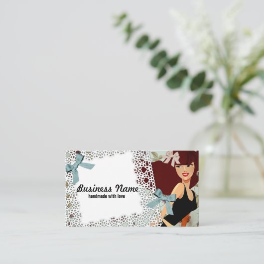 名刺,女性,ファッション,女の子,髪の毛の弓 名刺 (スタンド正面)