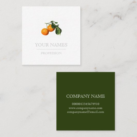 名刺:植物性オレンジ スクエア名刺 (正面/裏面)