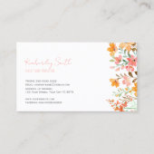 名刺、水彩花模様ピンクオレンジ 名刺 (正面)