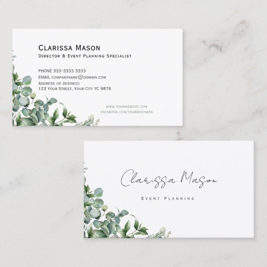 名刺、水色ユーカリ 名刺 (正面/裏面)