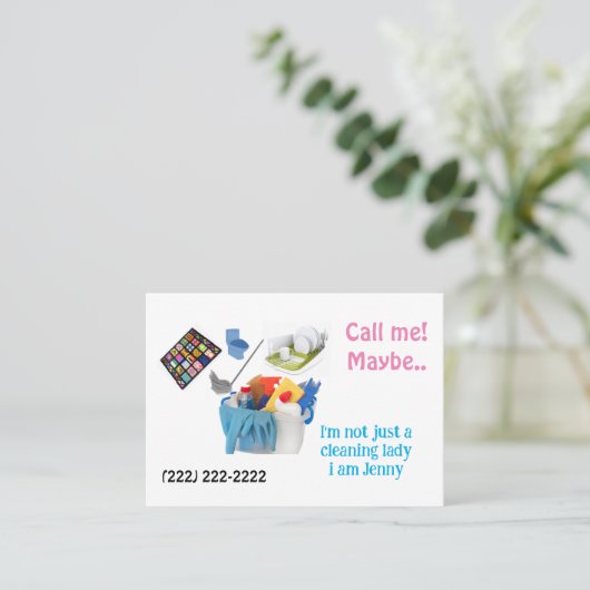 名刺、清掃係の女性が私を呼ぶかもしれない 名刺 (スタンド正面)