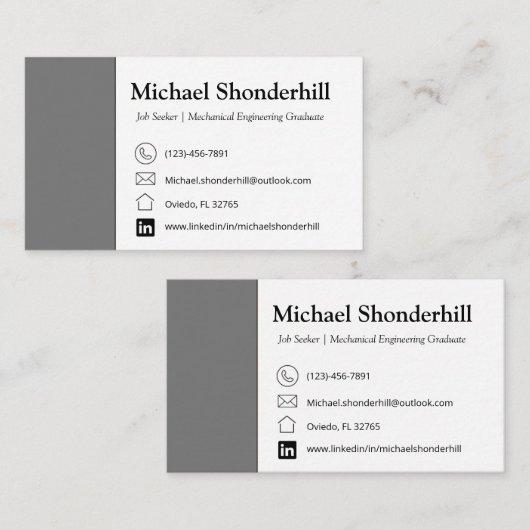 名刺 |灰色の名刺 |求職者 (正面/裏面)