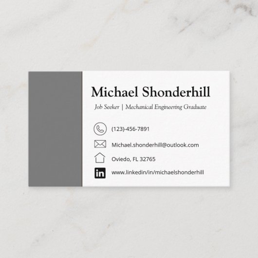 名刺 |灰色の名刺 |求職者 (正面)