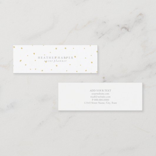 名刺-点の金ゴールドの白 スキニー名刺 (正面/裏面)