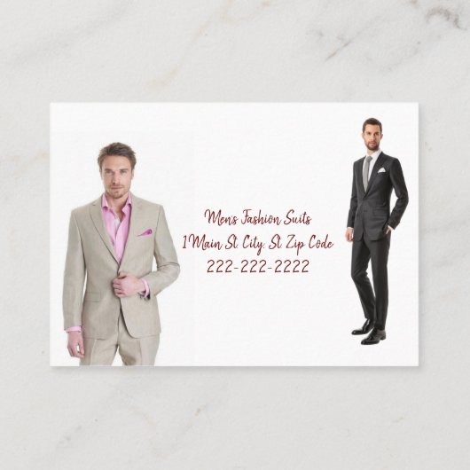 名刺、男性のファッションが名刺 名刺 (裏面)