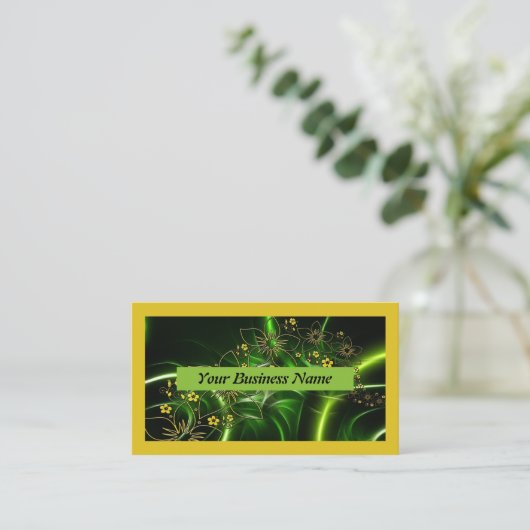 名刺(緑モダン黄) 名刺 (スタンド正面)