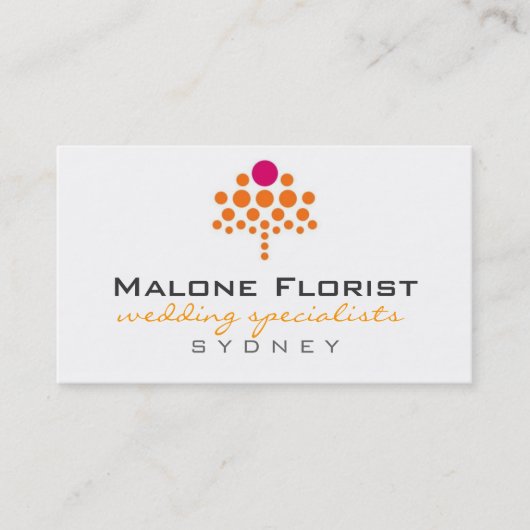 名刺>花屋[ピンク: オレンジ] 名刺 (正面)