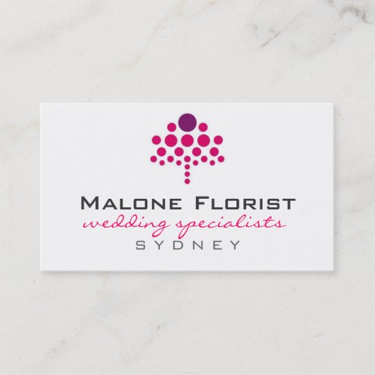 名刺>花屋[紫色: ピンク] 名刺 (正面)