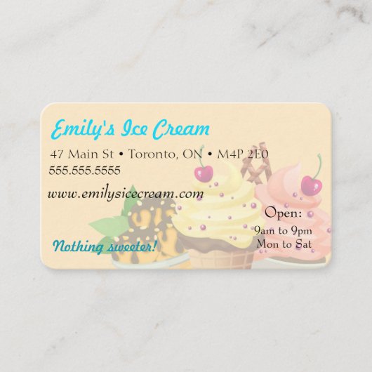 名刺、装飾的なアイスクリーム 名刺 (正面)