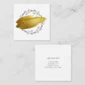 名刺-金ゴールドブラシストロークリースの紫色 スクエア名刺 (正面/裏面)