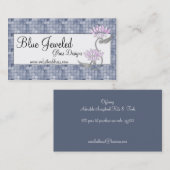 名刺:: 青いガラス及び宝石で飾られる 名刺 (正面/裏面)