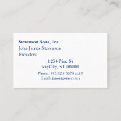 名刺 - 青いモノグラム（イニシャル）枠線付き (裏面)