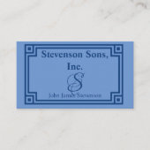 名刺 - 青いモノグラム（イニシャル）枠線付き (正面)