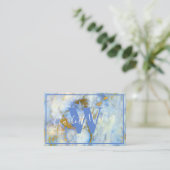 名刺 – 青い大理石と金ゴールド静脈 (スタンド正面)