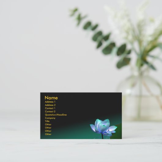 名刺、青い蓮と仏陀 名刺 (スタンド正面)