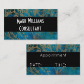 名刺/青と金ゴールド大理石 予約カード (正面/裏面)