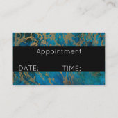 名刺/青と金ゴールド大理石 予約カード (裏面)