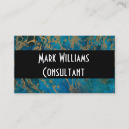名刺/青と金ゴールド大理石 予約カード
