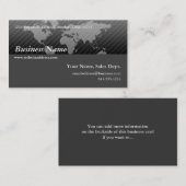 名刺:: 黒い及び灰色の世界地図のデザイン2 名刺 (正面/裏面)