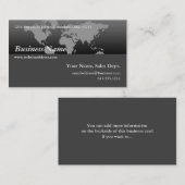 名刺:: 黒い及び灰色の世界地図のデザイン4 名刺 (正面/裏面)