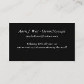 名刺:: 黒い及び白によって市松模様にされるデザイン 名刺 (裏面)