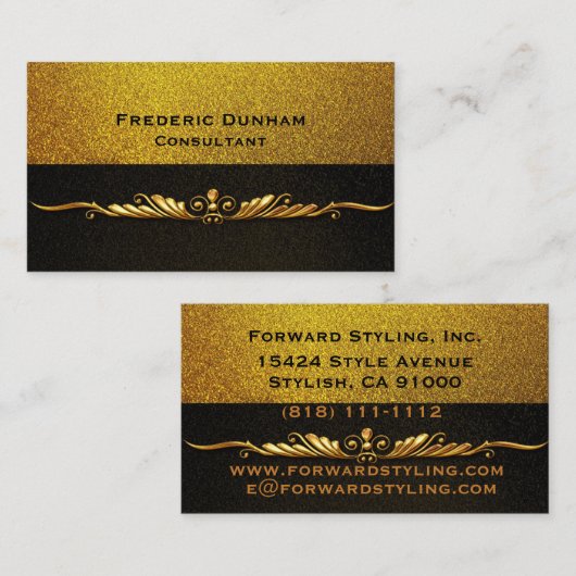 名刺 – 黒および金ゴールドファンシーモダン (正面/裏面)