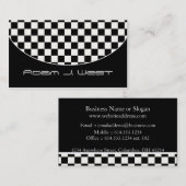 名刺:: 黒く及び白いチェック模様のD2 名刺 (正面/裏面)