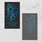 名刺、黒のお母さんカード明るい青 コーリングカード (正面/裏面)