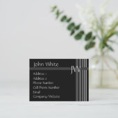 名刺-黒及び灰色のストライプ-モノグラム 名刺 (スタンド正面)