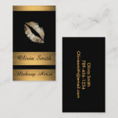 名刺/黒(金ゴールドと唇ストライプ付) 名刺 (正面/裏面)